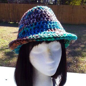 Handed Crafted Short Brim Fedora Hat, Color In Jade, Brown, Tan, Size One size.